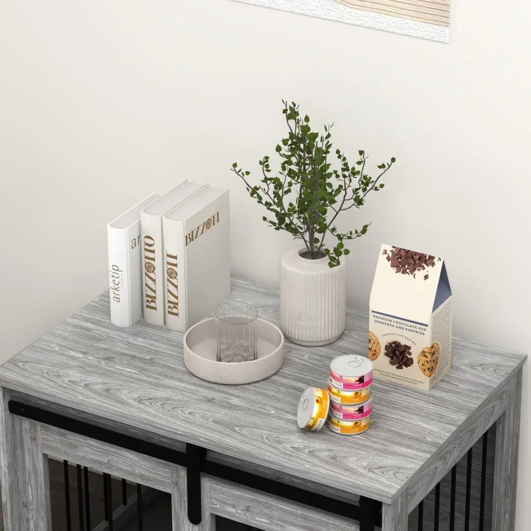 Pawhut Hondenbench Grijs 80x54x57cm