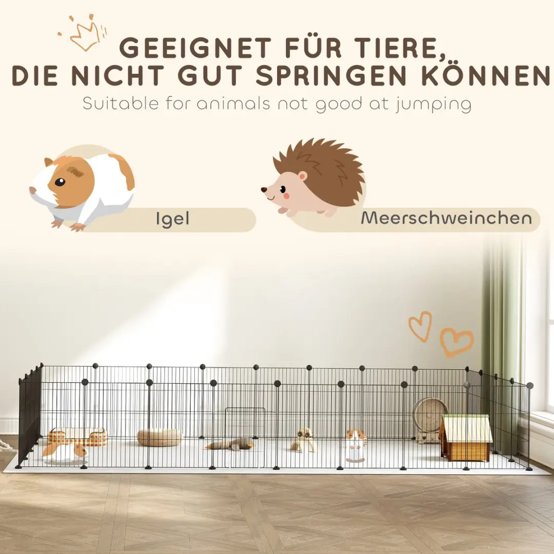 Pawhut Konijnenhok 120x60x80cm - Staal - Zwart