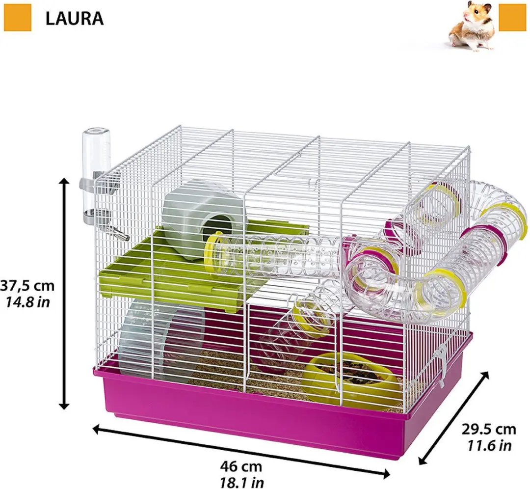 Ferplast Laura Hamsterkooi - 46x29,5x37,5cm - Fuchsia