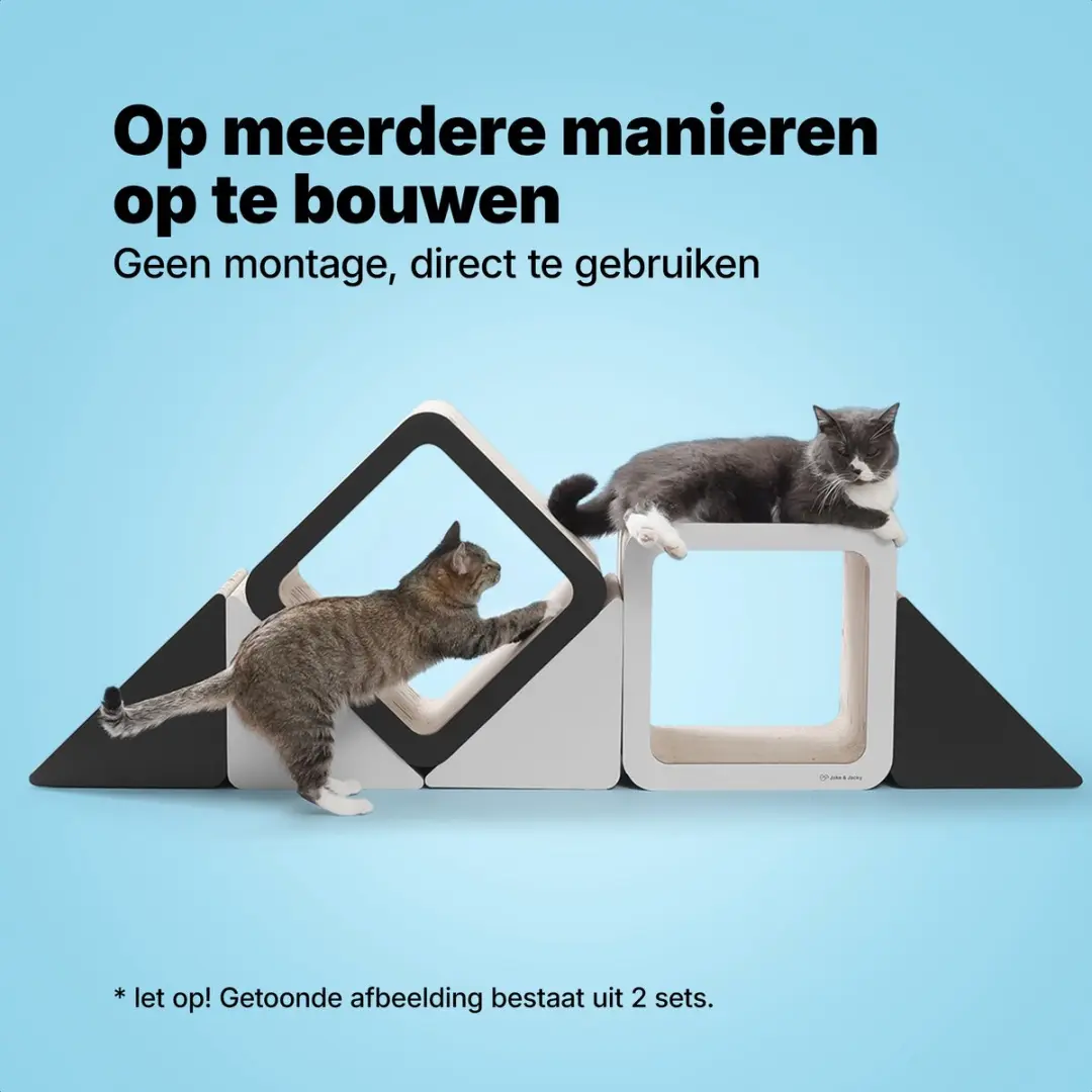 Jake and Jacky Krabkarton Kattenbed - 3 Stuks - Wit/Zwart