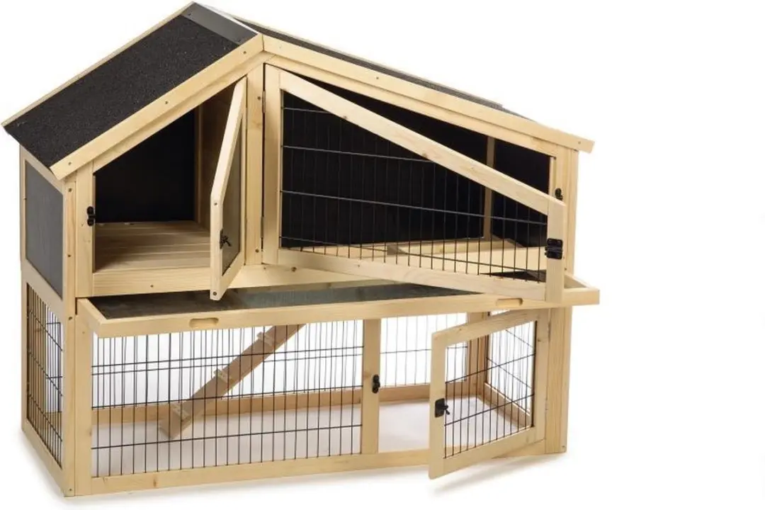 Beeztees Houten Konijnenhok Durka 122x52x98cm - 2 Verdiepingen