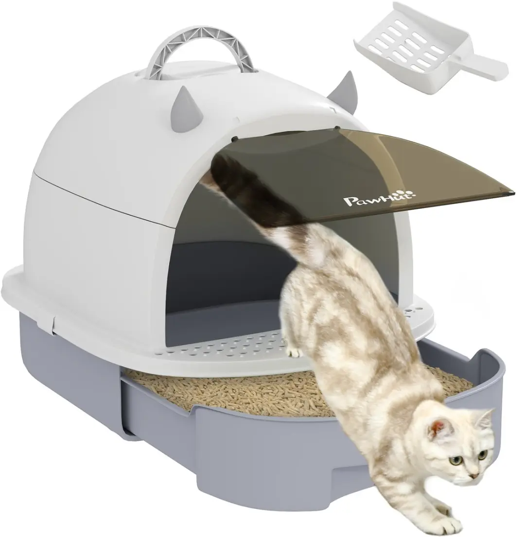 Pawhut Kattenbak Kunststof Grijs