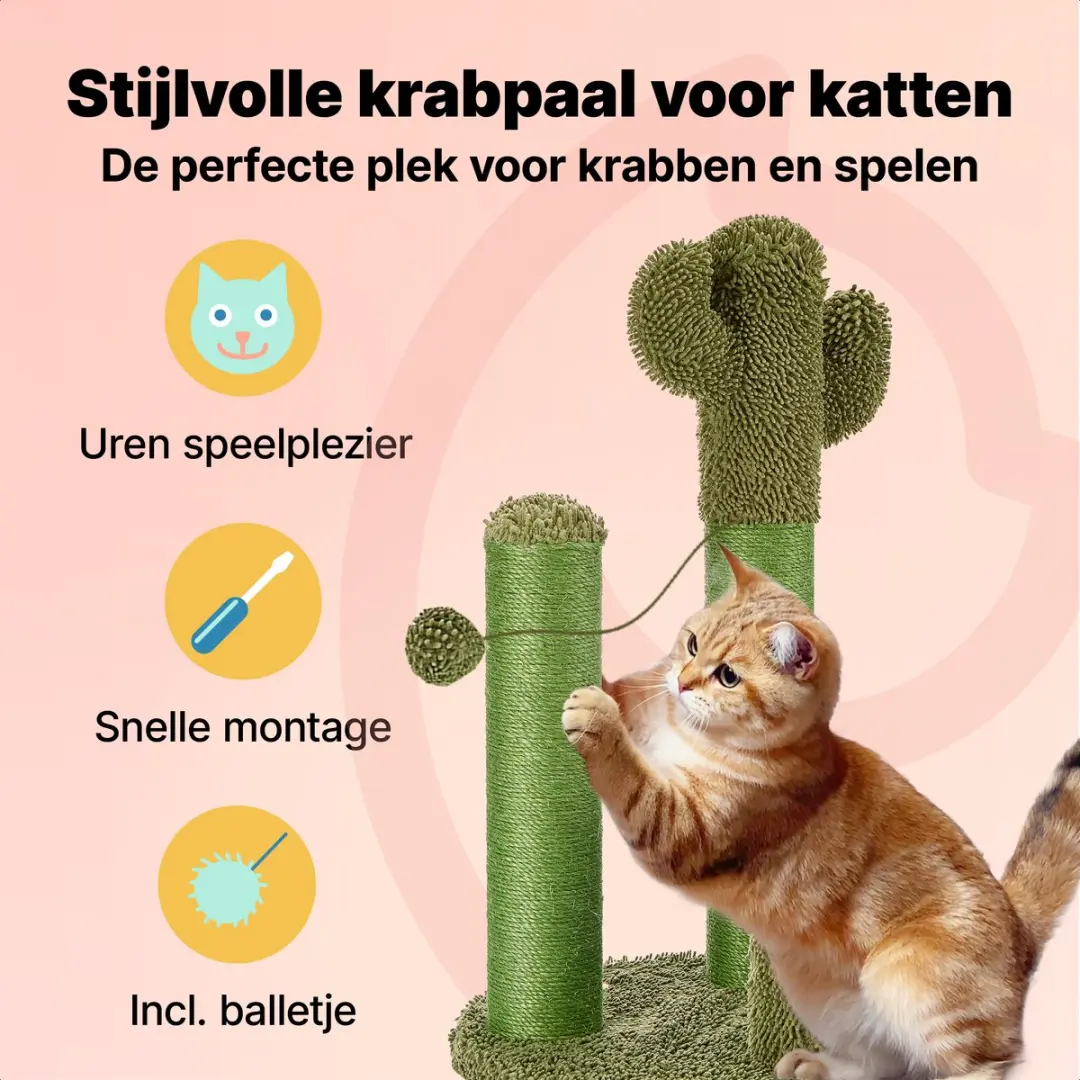 Jake and Jacky Krabpaal Cactus Groen - 70cm - 1 Ligplek