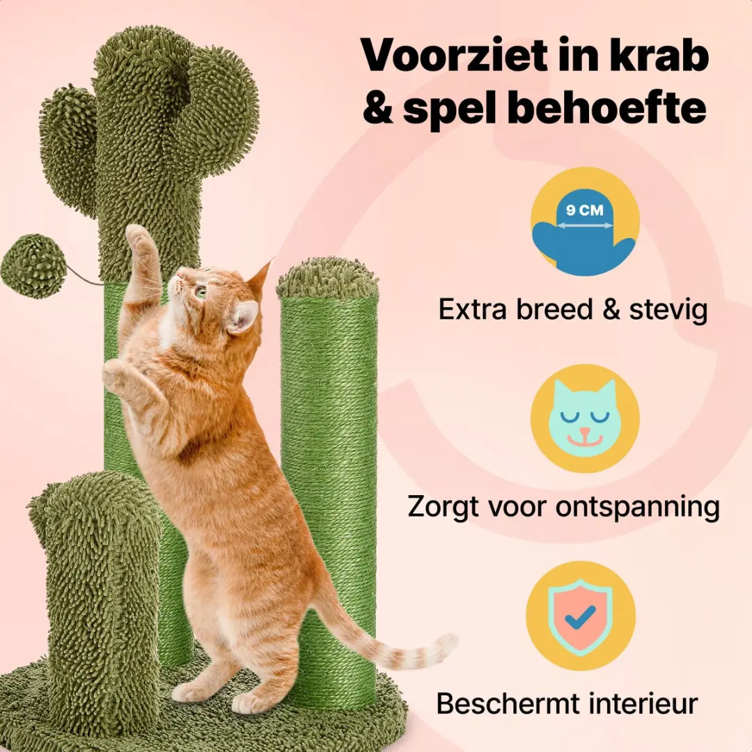 Jake and Jacky Krabpaal Cactus Groen - 70cm - 1 Ligplek