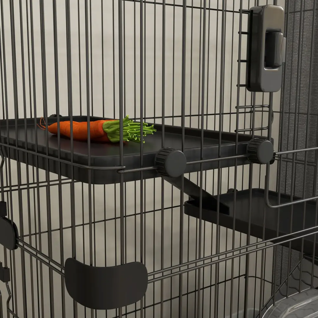 Pawhut Rolkooi Kleine Dieren 182x81x114cm - Zwart