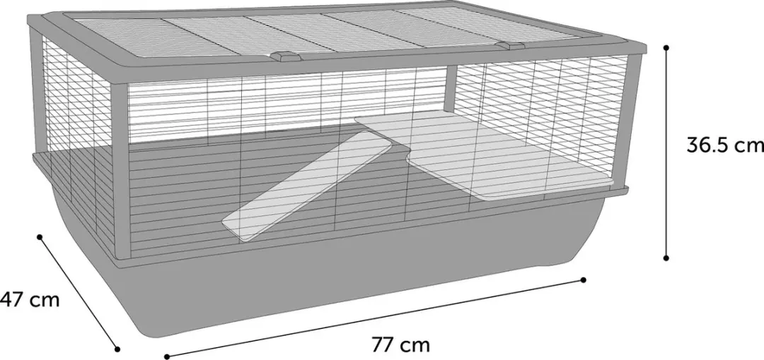Flamingo Elsa Hamsterkooi - 77x47x36,5cm - Metaal zwart & hout naturel