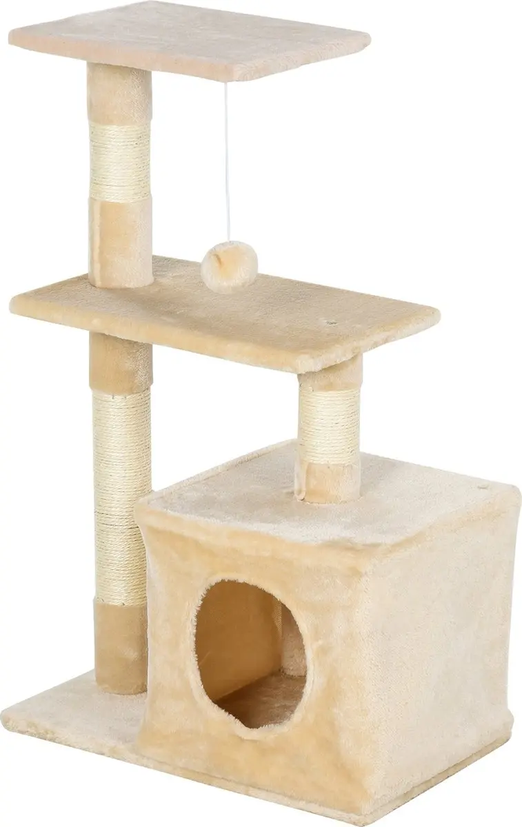 Pawhut Krabpaal D30-285 - 80cm - 3 Niveaus - Beige