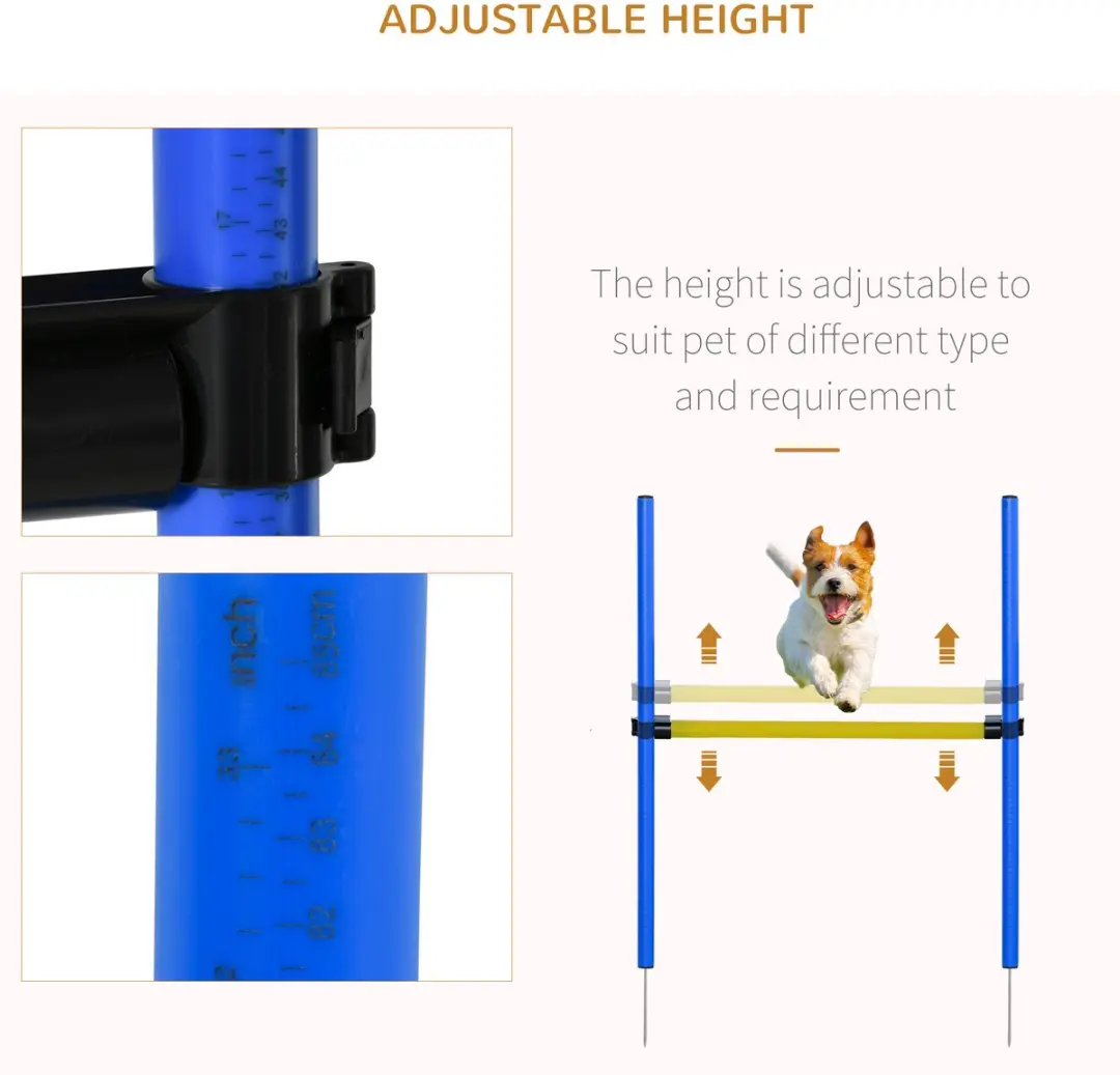 Pawhut Agility Set - Hoogte verstelbaar met tunnel - Geel/Blauw - afbeelding 6 van 6