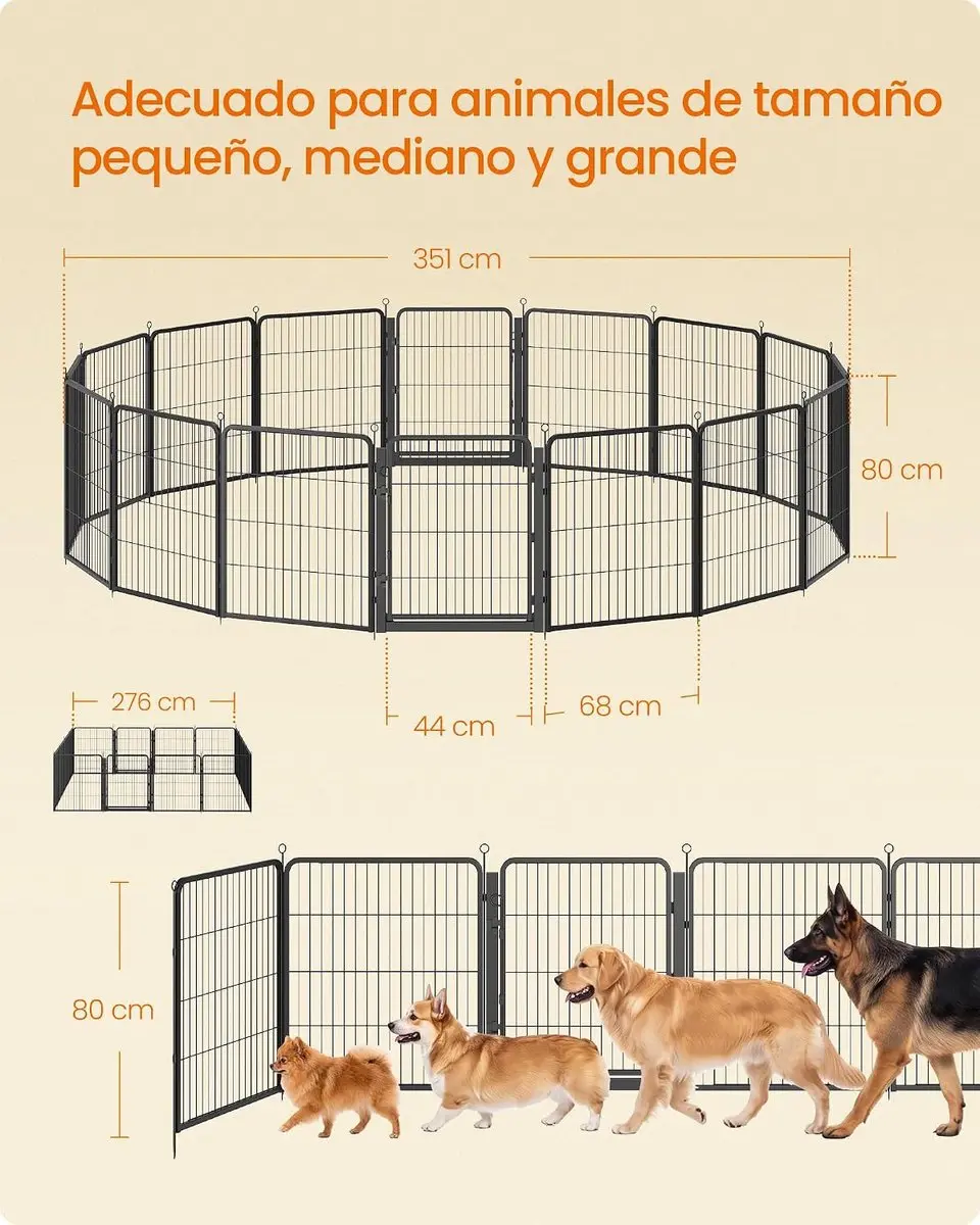 Songmics Speelbox voor Huisdieren PPK038B102 - 276x276x80cm - Zwart - afbeelding 2 van 6