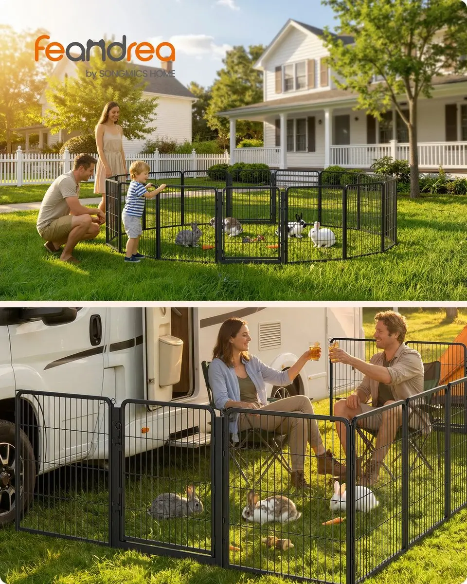 Songmics Speelbox voor Huisdieren PPK038B102 - 276x276x80cm - Zwart - afbeelding 5 van 6