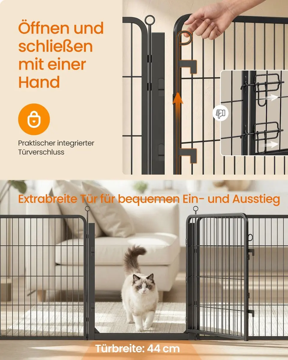 Songmics Speelbox voor Huisdieren PPK038B102 - 276x276x80cm - Zwart - afbeelding 6 van 6