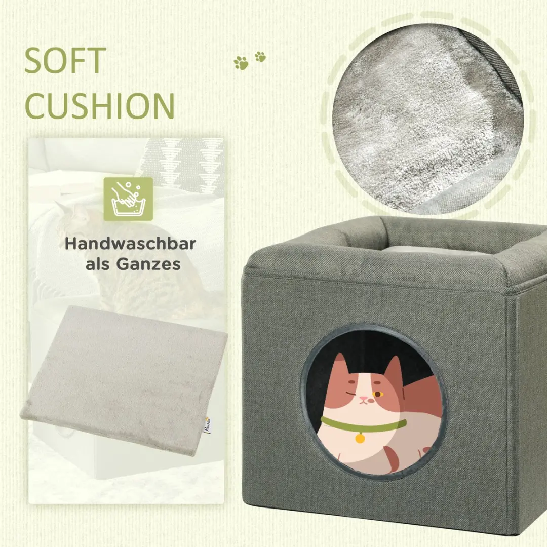 Pawhut Kattenhuis 2-laags - 36,5x36,5x33cm - Groen
