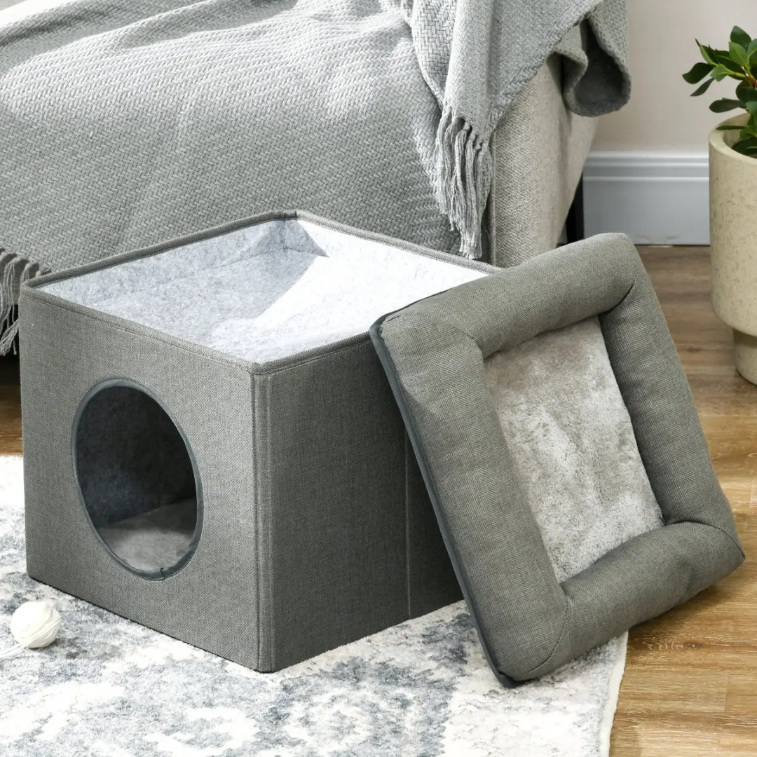 Pawhut Kattenhuis 2-laags - 36,5x36,5x33cm - Groen