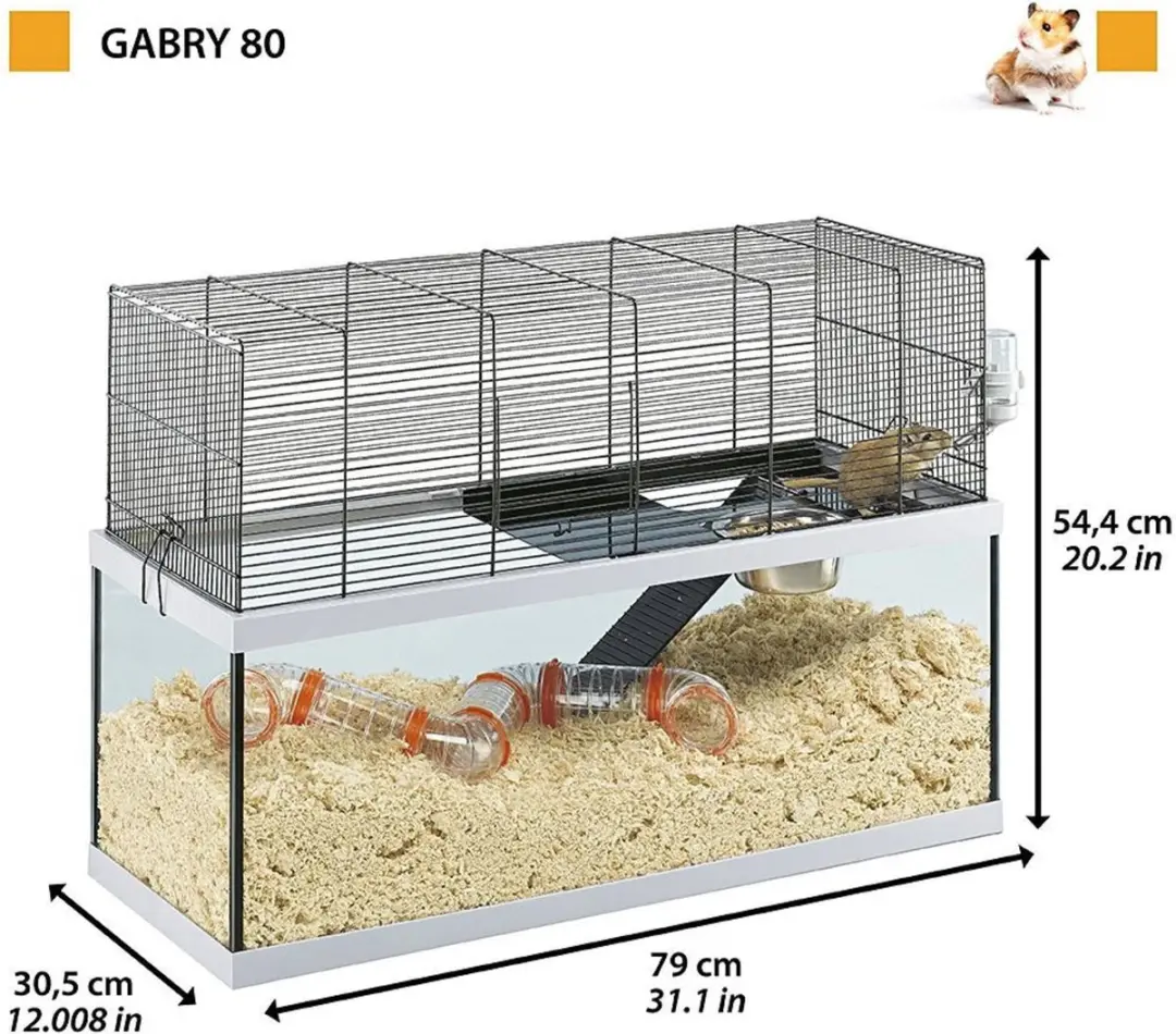 Ferplast Gabry 80 Knaagdierkooi 79x30,5x51,5cm - Grijs/Wit