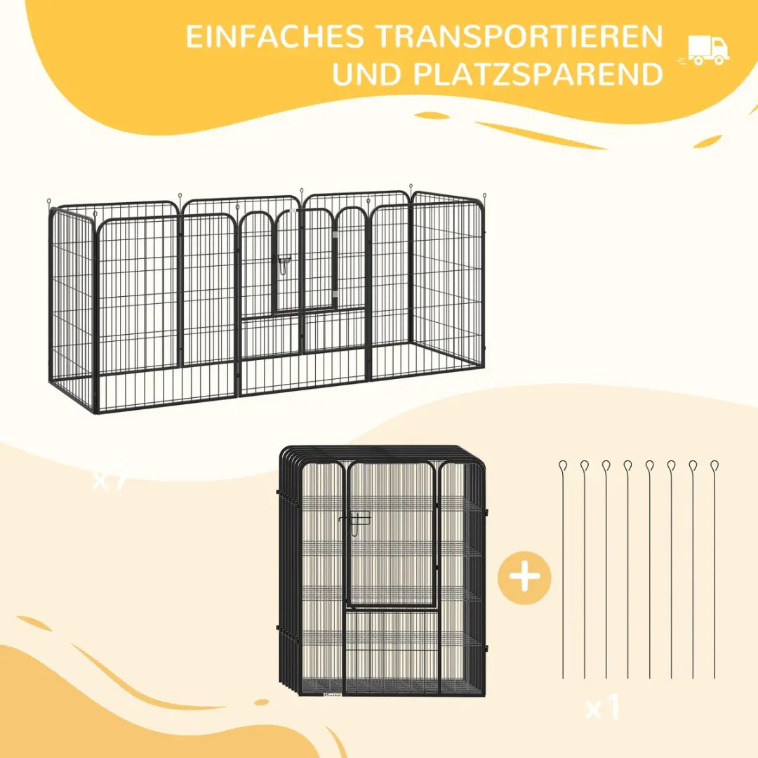 Pawhut Puppy Outlet Metaal - 8-delig zwart - afbeelding 6 van 6