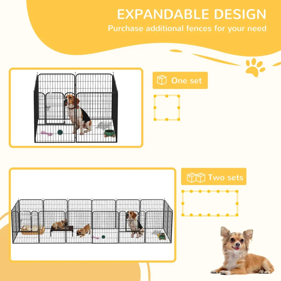 Pawhut Puppy Outlet Metaal - 8-delig zwart