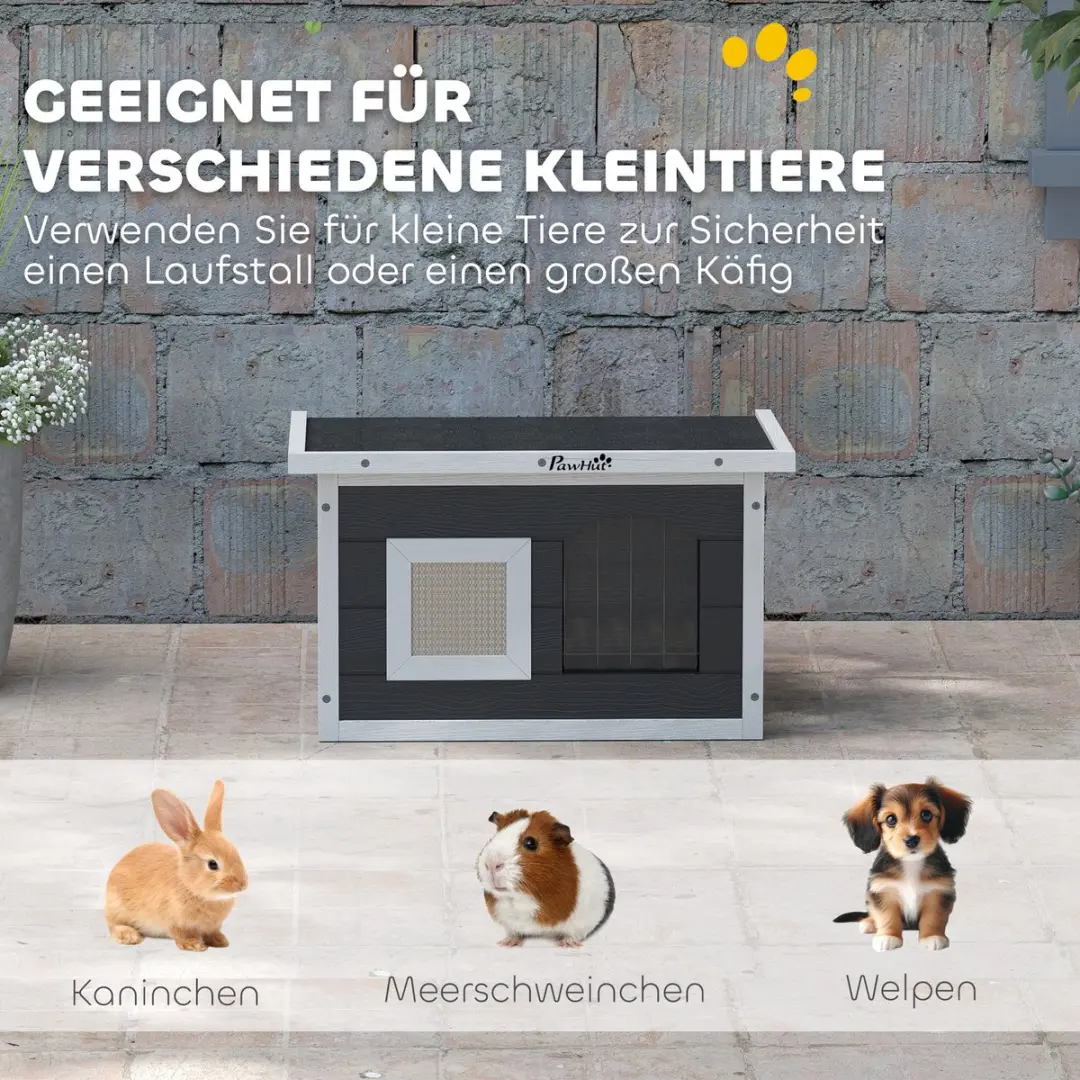 Pawhut Kattenhuis met Krabmat en Deurklep - Grijs