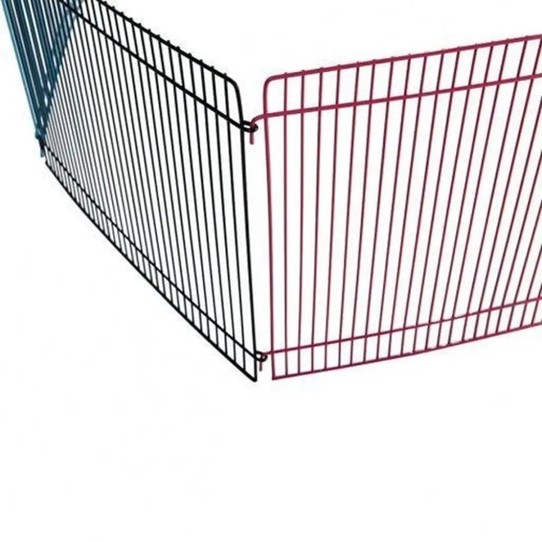Trixie Knaagdierrenren Metaal Gepoedercoat 8 Panelen - 86x23cm - Blauw/Geel/Rood