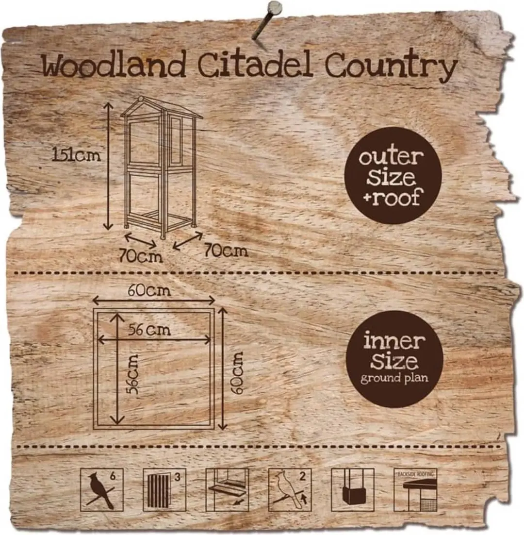 Duvo Duvoplus Volière Citadel Country 70x70x151cm - Bruin