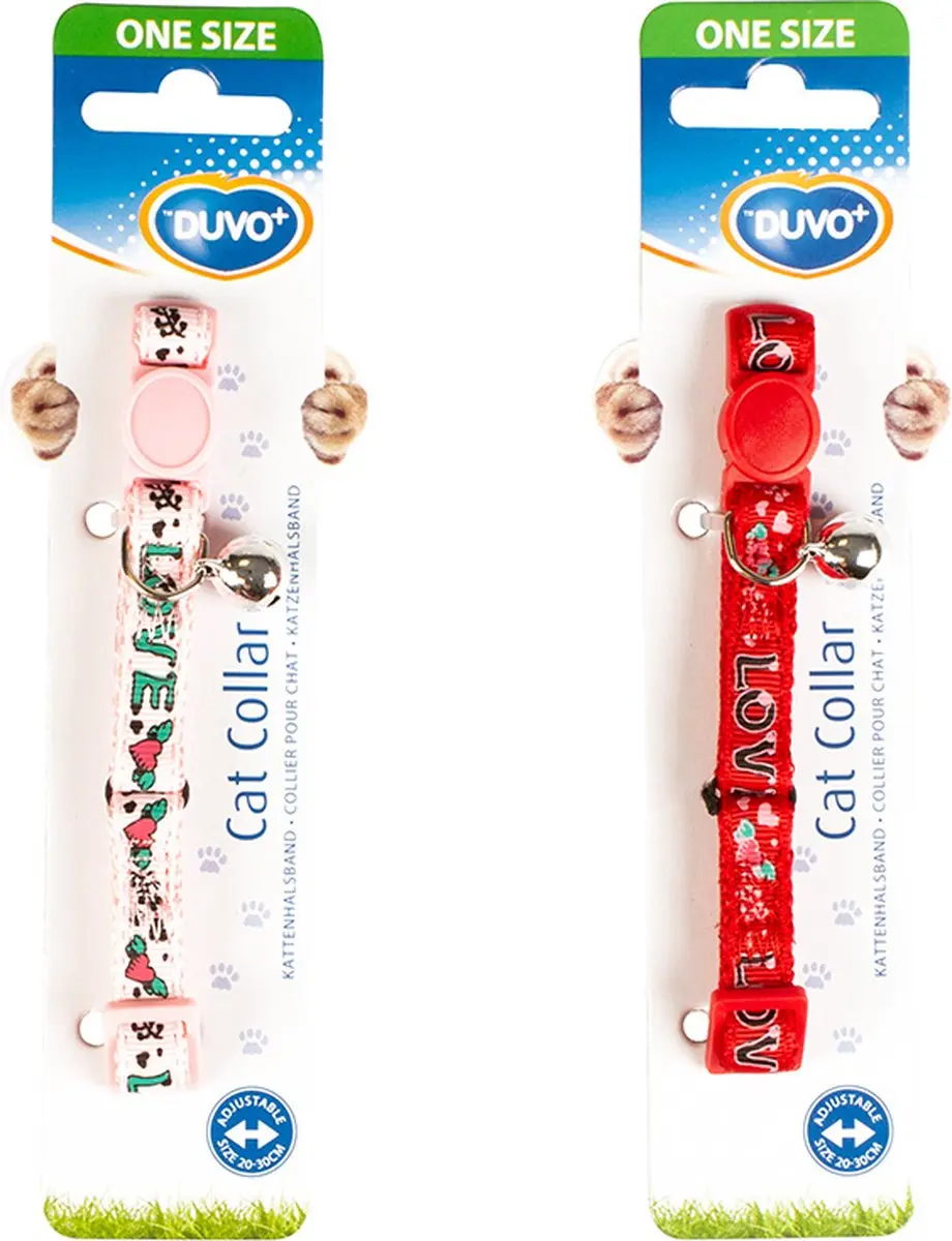 DuvoPlus Kattenhalsband Love Nylon 20-30cm