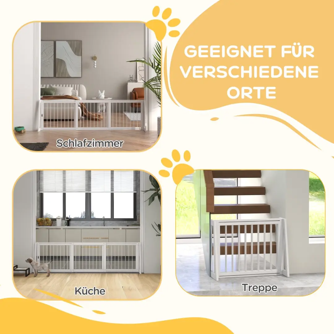 Pawhut Houten Huisdierenhek 71-190cm Wit