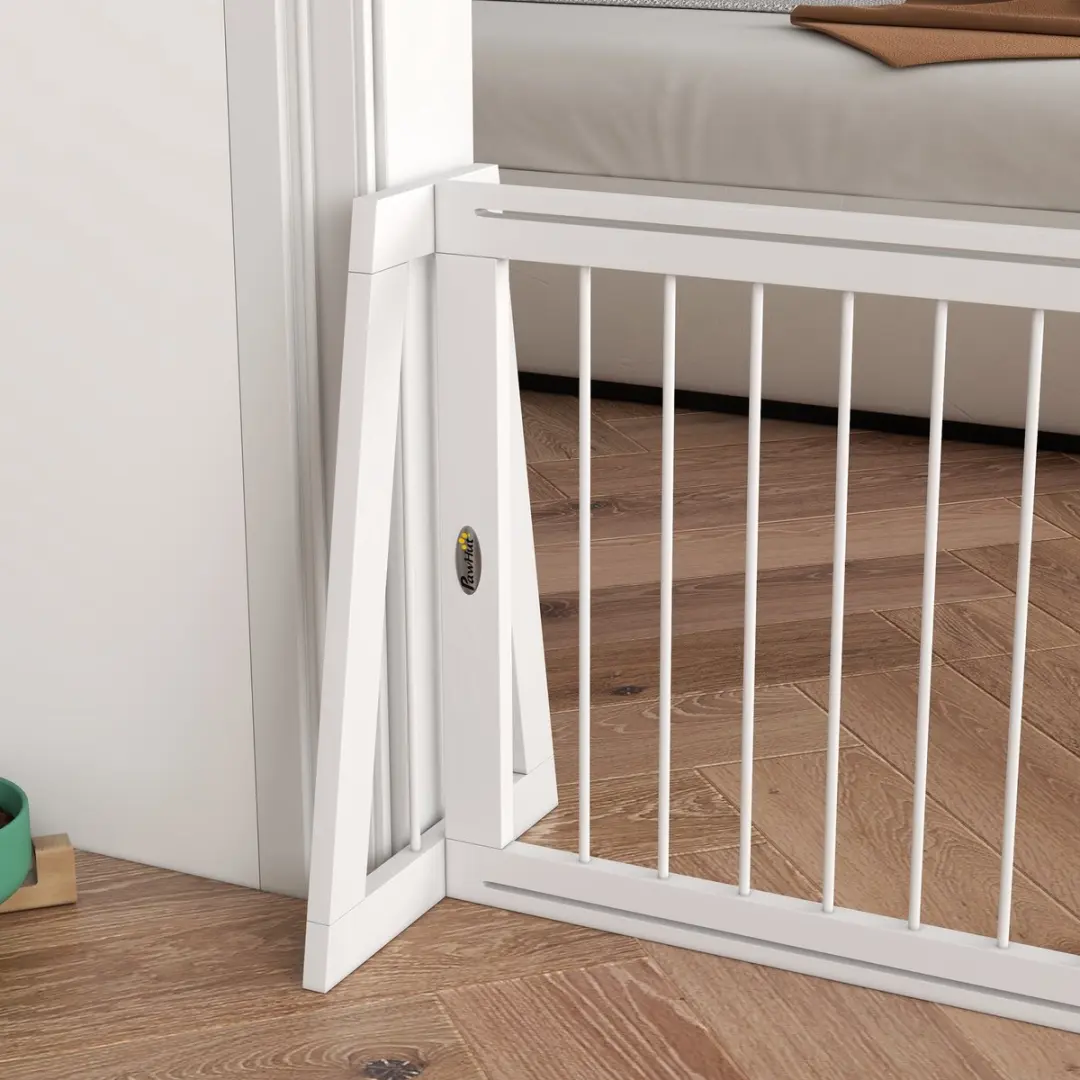 Pawhut Houten Huisdierenhek 71-190cm Wit