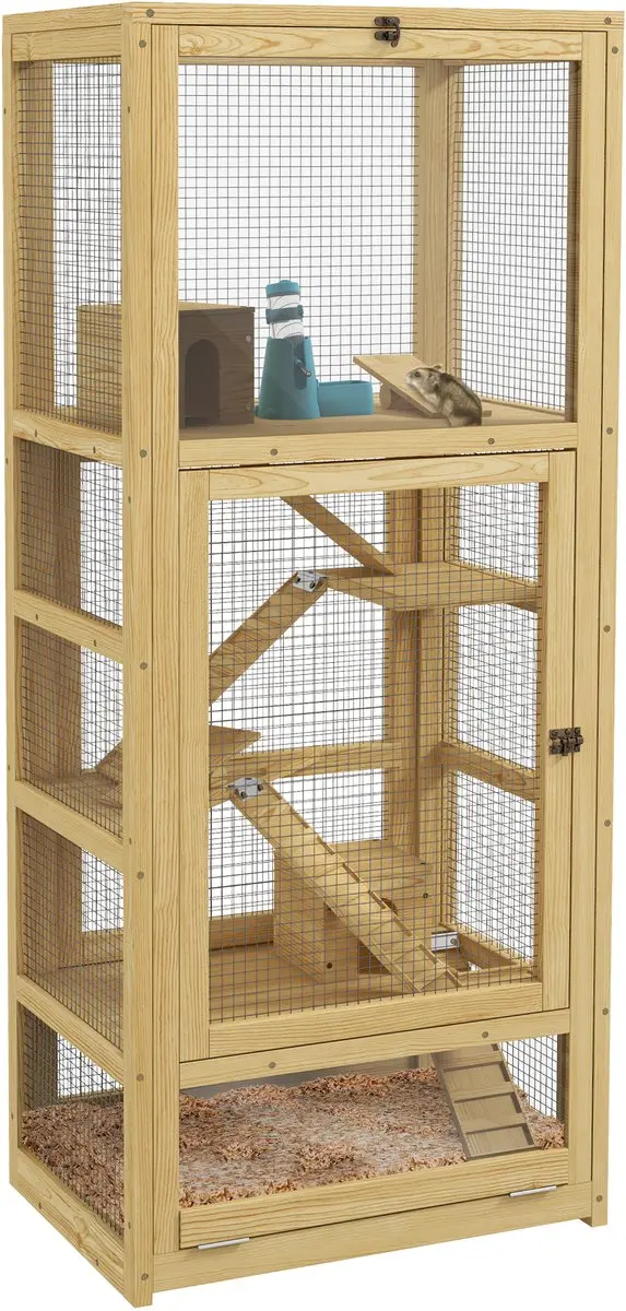 Pawhut Hamsterkooi Vurenhout 54x38x131cm