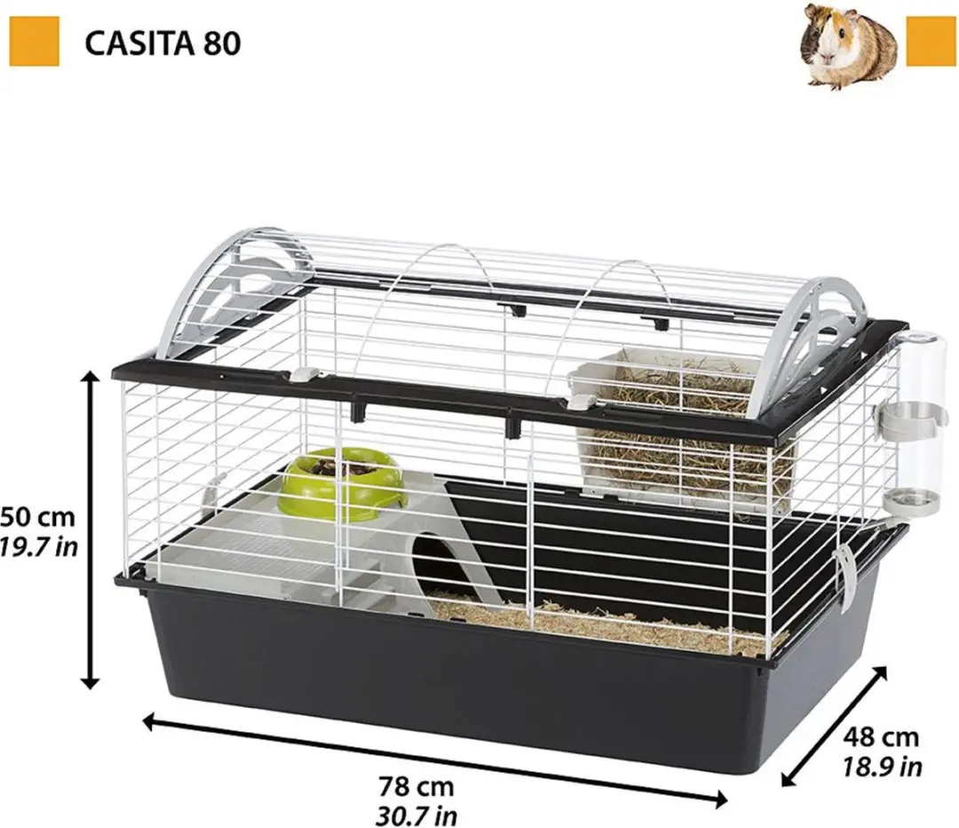 Ferplast Casita 80 Konijnenhok - 78x48x50cm - Zwart
