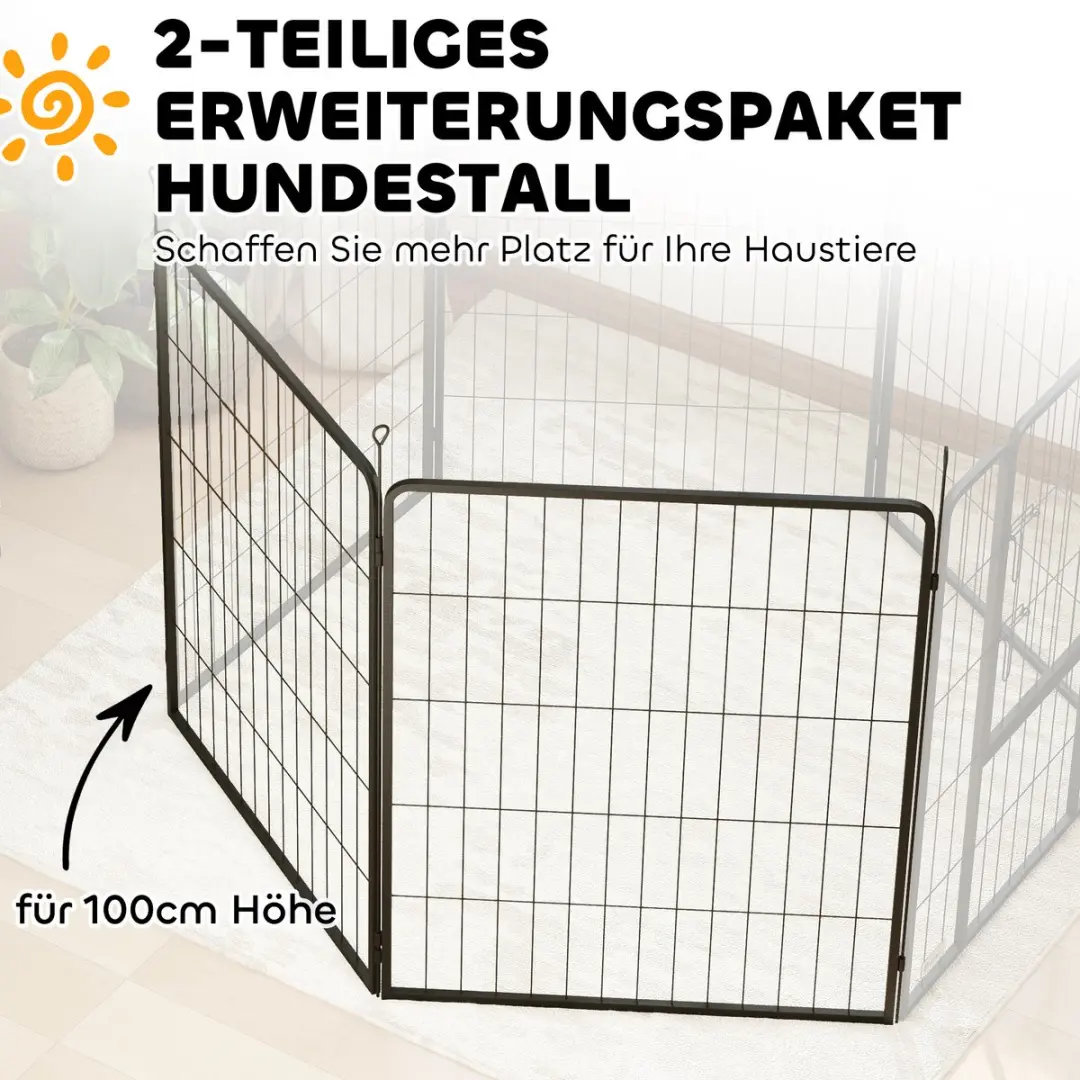 Pawhut 2er-Set Hondenpaneel 80x100cm - Staal - 2 Stuks