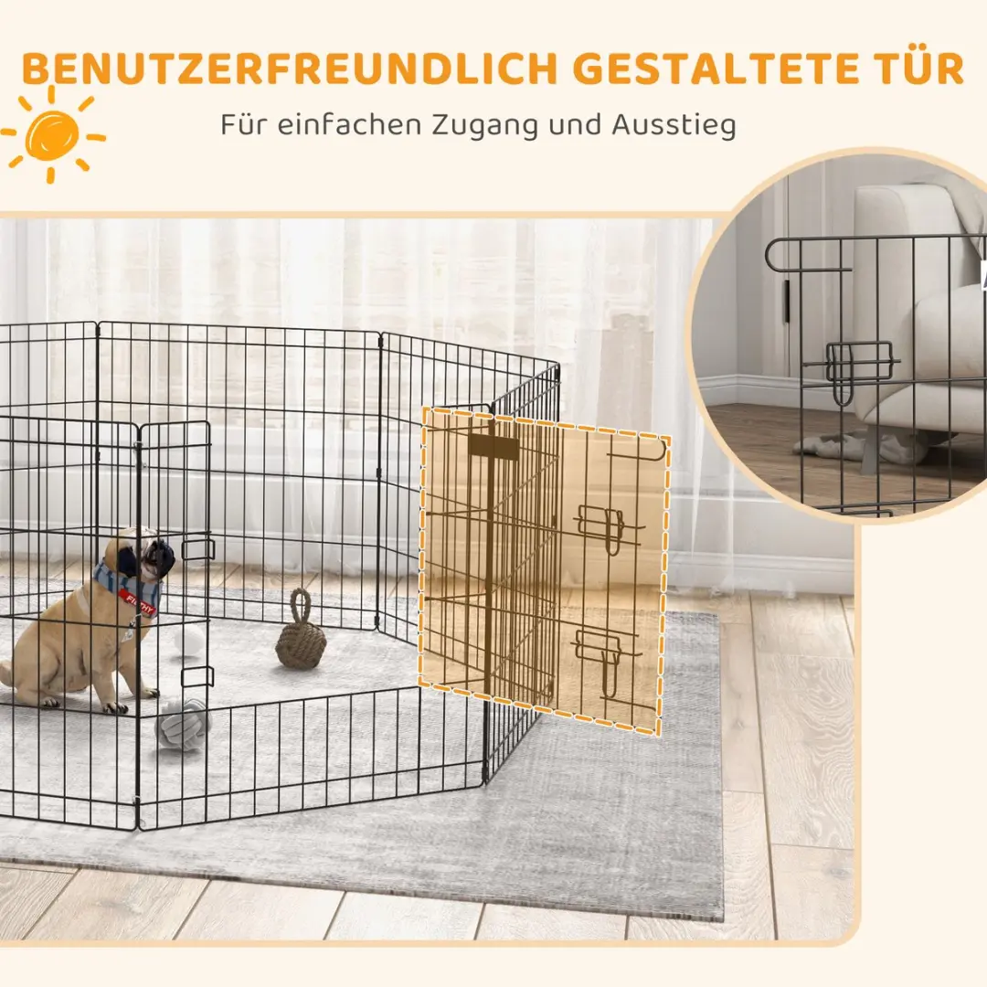 Pawhut Huisdierenren Metaal 61L x 4B x 61H cm - Zwart - afbeelding 6 van 6