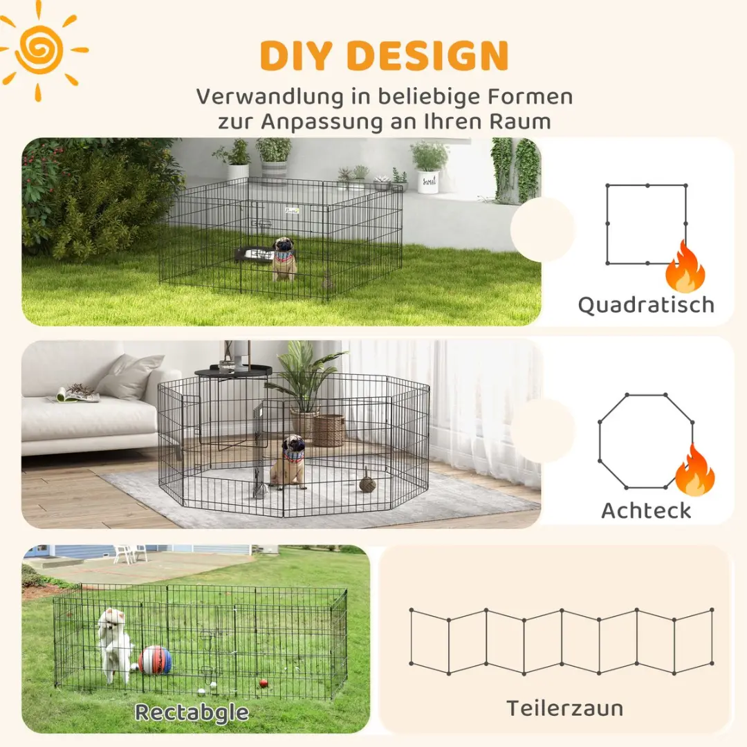 Pawhut Huisdierenren Metaal 61L x 4B x 61H cm - Zwart