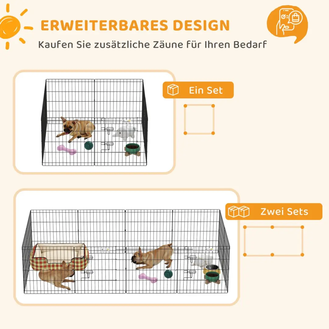 Pawhut Huisdierenren Metaal 61L x 4B x 61H cm - Zwart