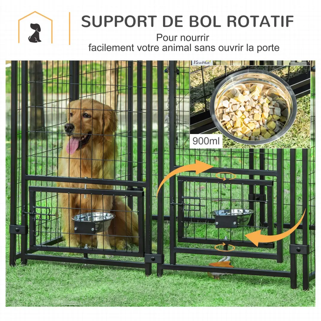 Pawhut Hondenhok 120x120x138cm - Staal - Multicolor