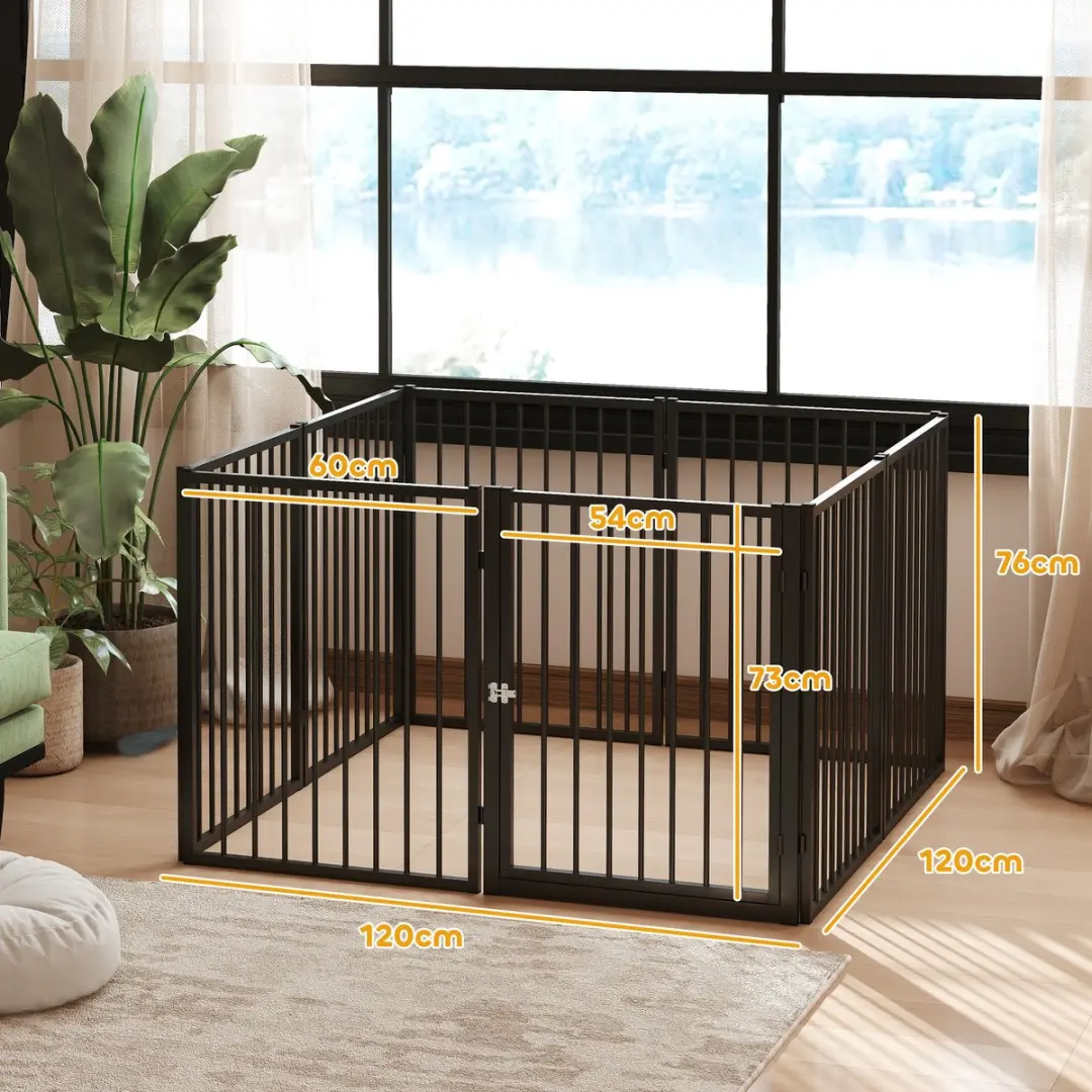 Pawhut Huisdierenspeelpen Staal 240x120x76cm - Zwart