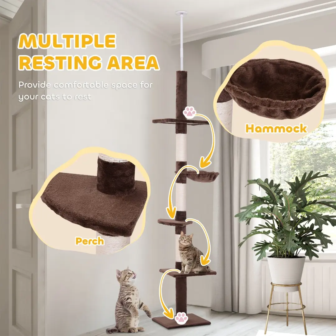Pawhut Kattenkrabboom 5 Niveaus - 5 Ligplekken - Bruin