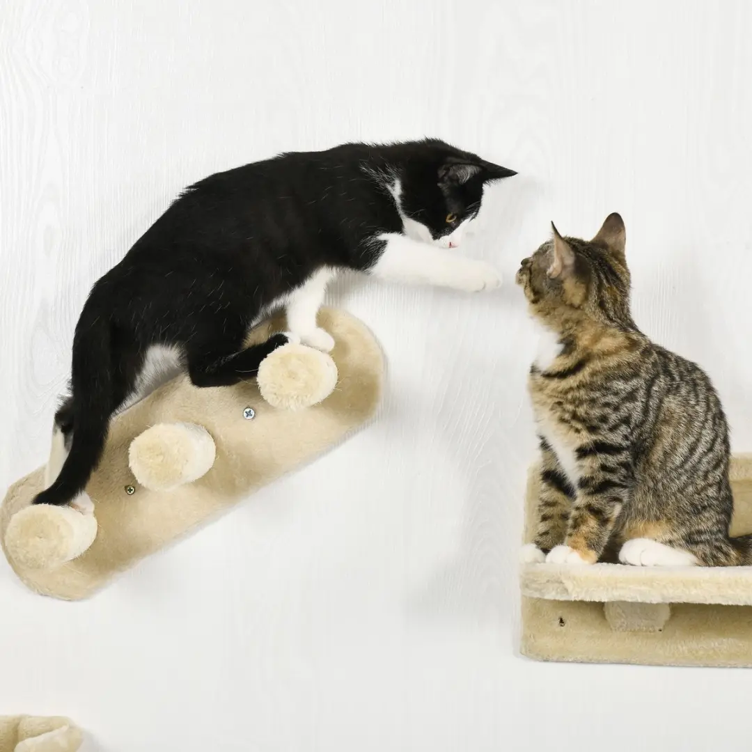 Pawhut Katten Klimwand Beige - 4 Niveaus - 3 Ligplekken