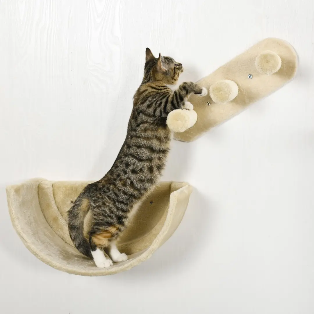 Pawhut Katten Klimwand Beige - 4 Niveaus - 3 Ligplekken