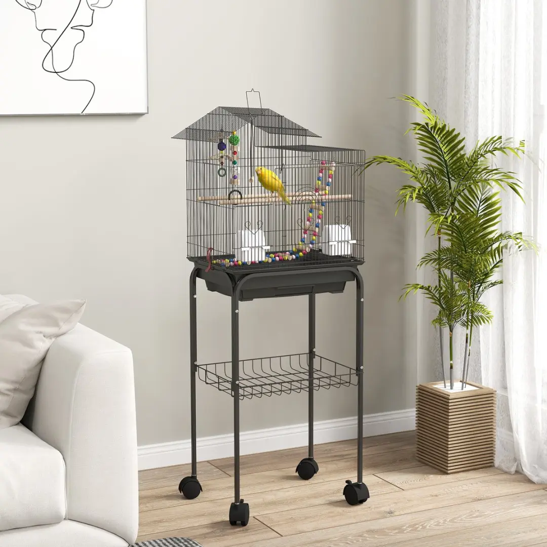 Pawhut Vogelkooi Staaldraad 46x36x120cm - Zwart