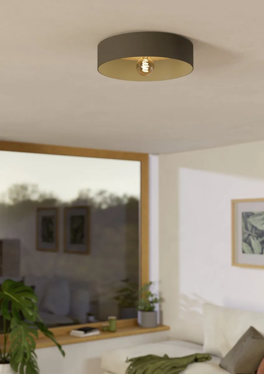 Eglo Duaia Plafondlamp E27 Ø42cm - Grijs - Hout/Staal
