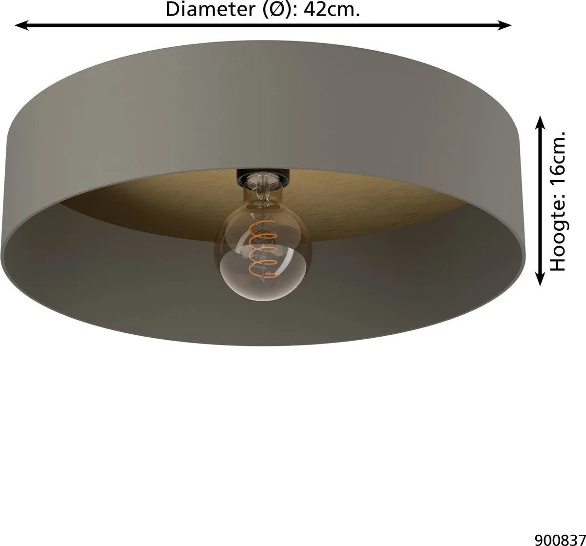Eglo Duaia Plafondlamp E27 Ø42cm - Grijs - Hout/Staal