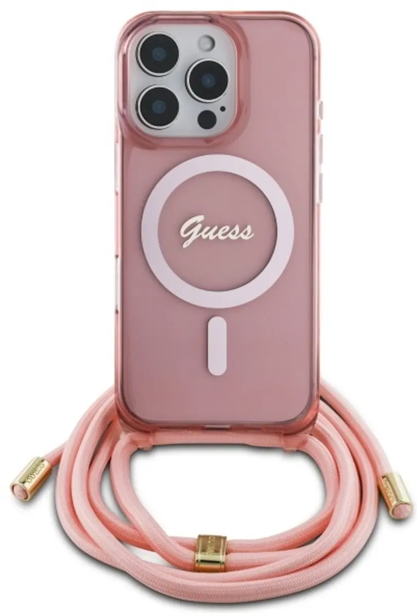 Guess Crossbody Cord iPhone 16 Pro Hoes - Rood - MagSafe