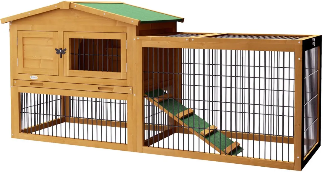 Pawhut Konijnenhok 2-Verdiepingen 150x52x68cm