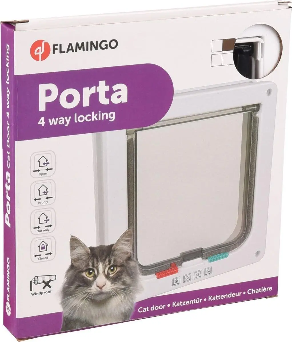 Flamingo Karlie Poezendeur Kattenluik 4-weg - Wit