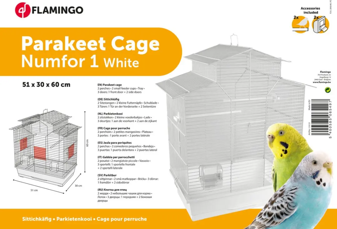 Flamingo Vogelkooi Numfor 1 - Wit - 51x30x60cm
