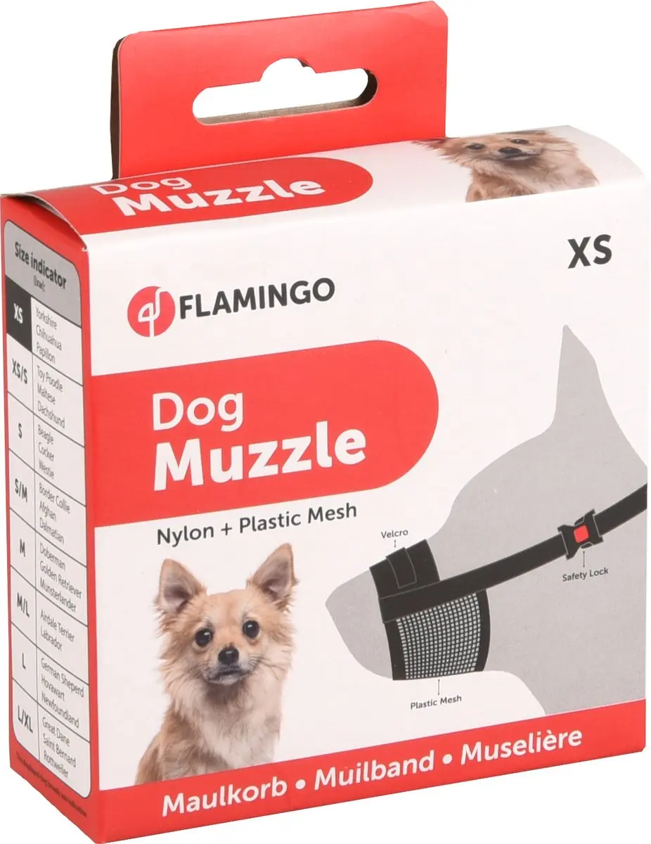 Flamingo Teddie Muilband Honden XXS - Zwart