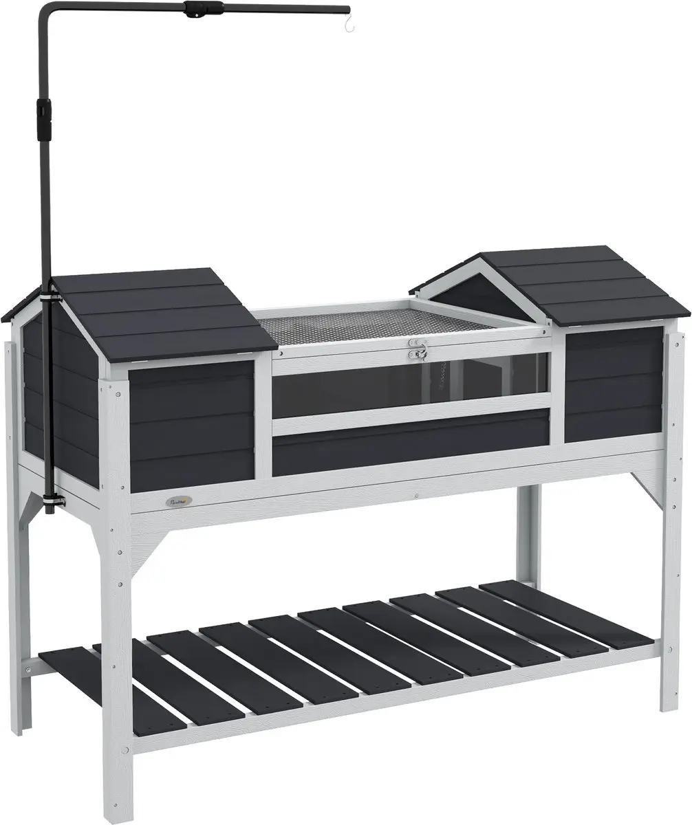 Pawhut Schildpaddenhuis Vurenhout 122x56,5x93cm Grijs