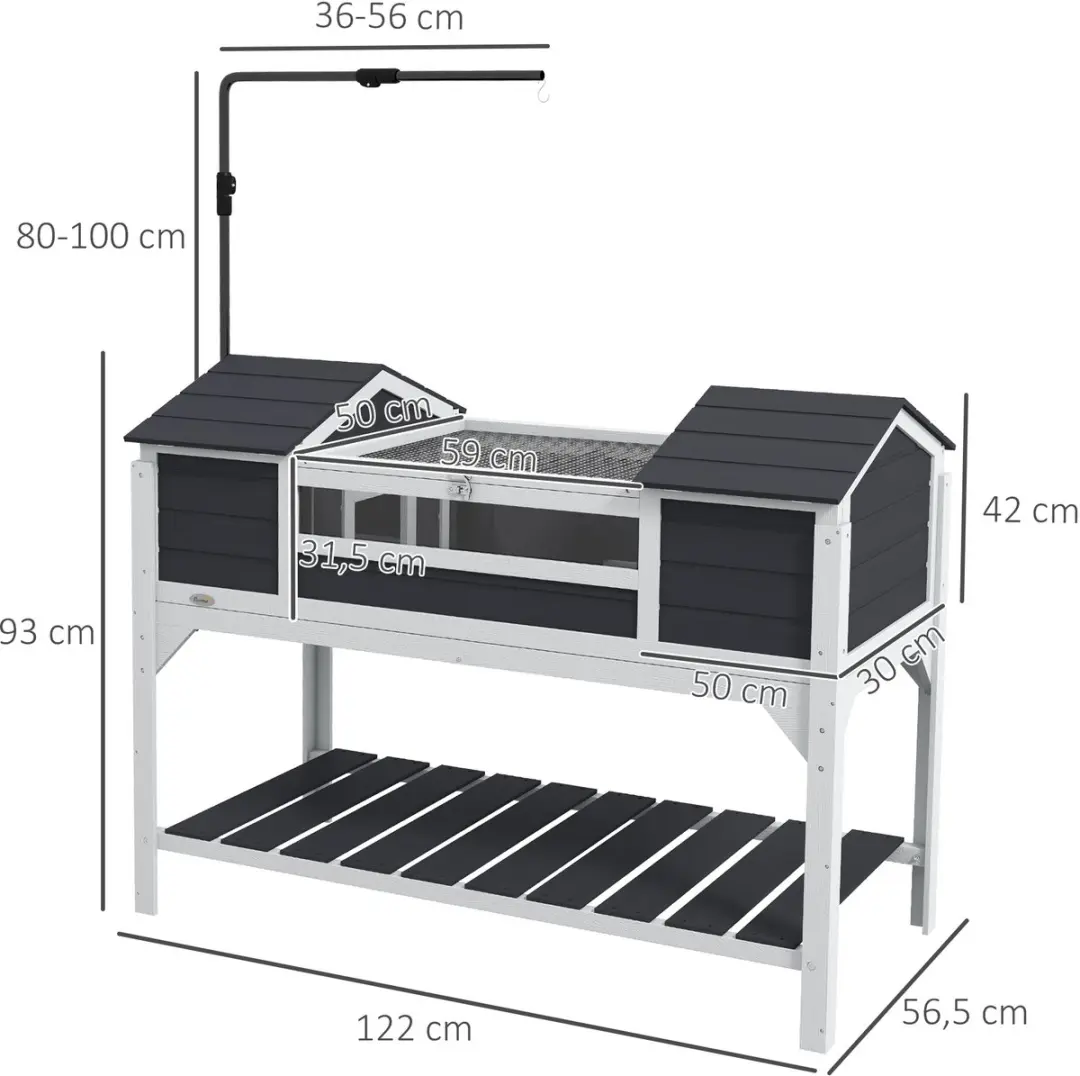 Pawhut Schildpaddenhuis Vurenhout 122x56,5x93cm Grijs