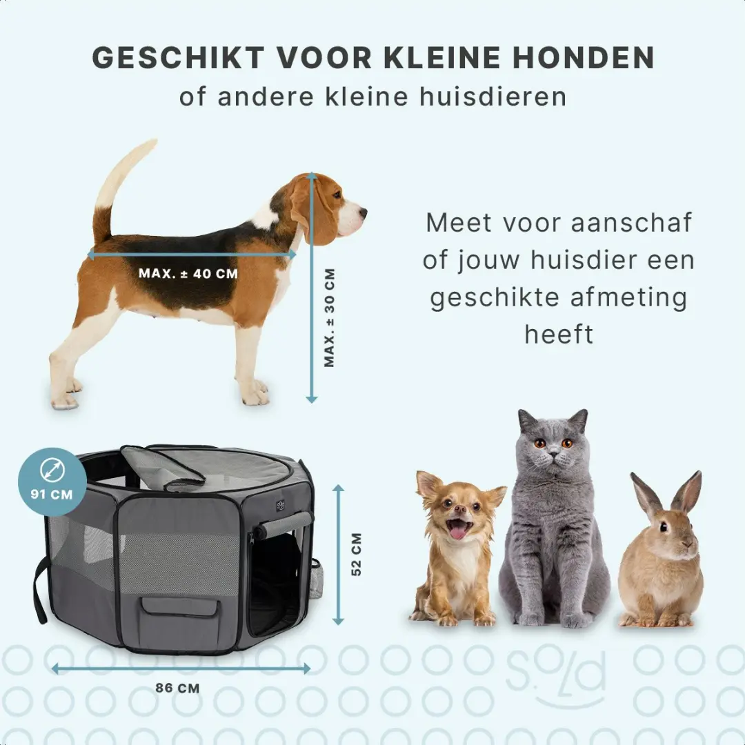 Jake and Jacky Puppyren Opvouwbaar M - 91x52cm - Grijs