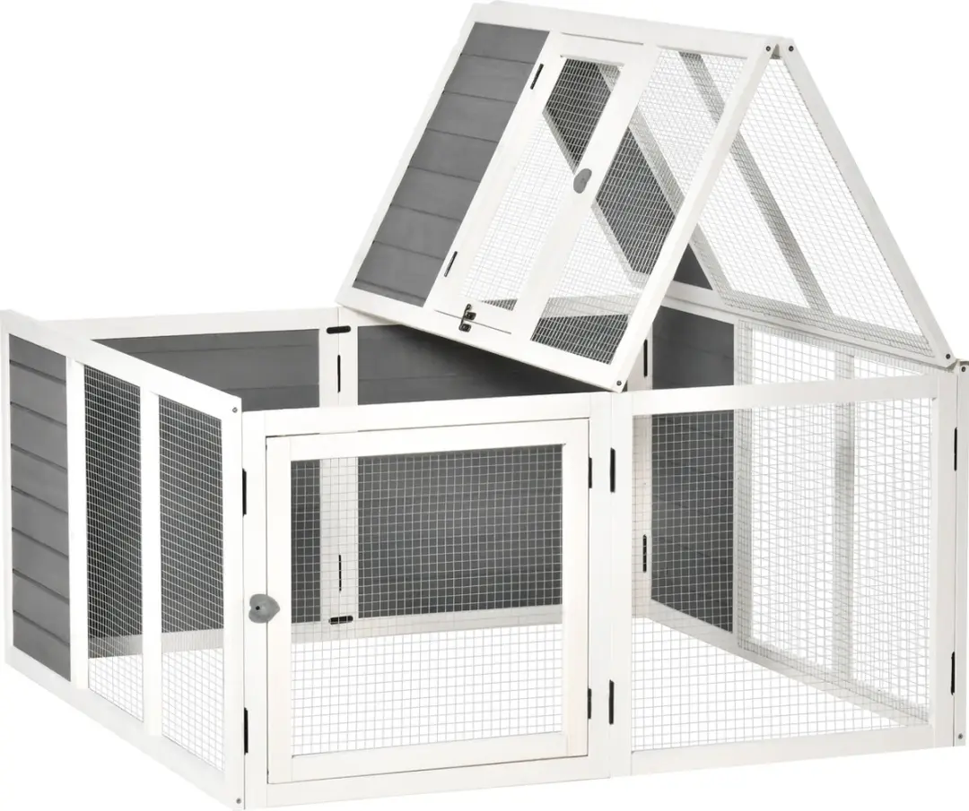 Pawhut Konijnenhok met ren 120x120x60cm