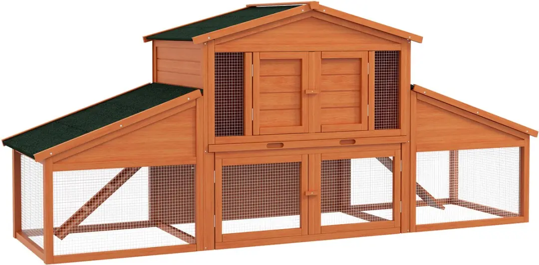 Pawhut Konijnenhok Hout 225x70x100cm